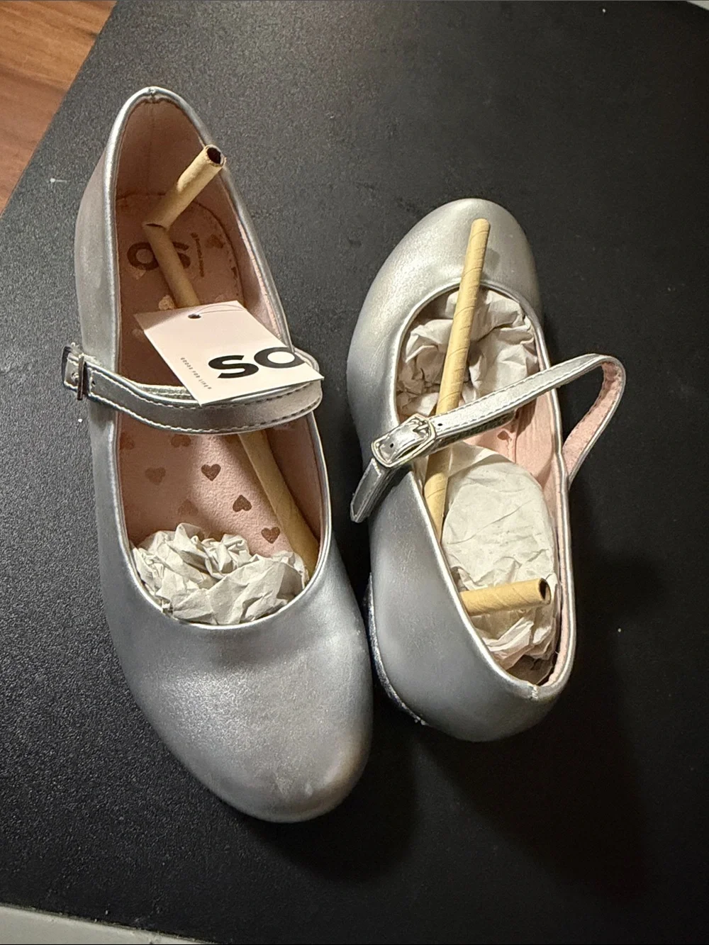 SO Girls' Mary Jane Dress Shoes in Metallic Silver